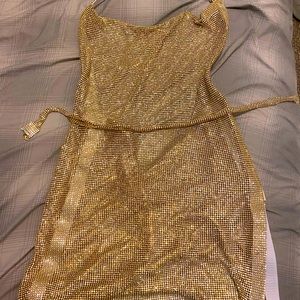 Halter top diamanté chain dress